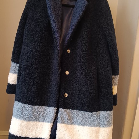 Blue and white mixed colorblock teddy coat - Picture 5 of 5